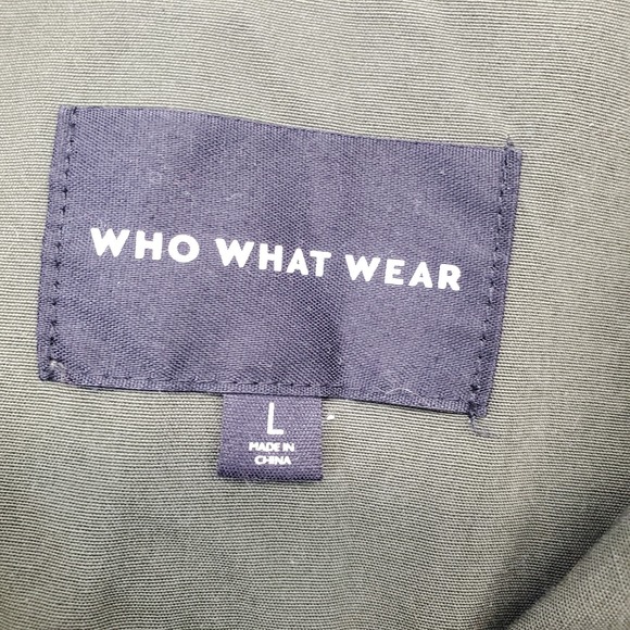 WHO WHAT WEAR Shacket Womens L Green Embroidered Flower Belt Waist Button Front - Picture 5 of 5